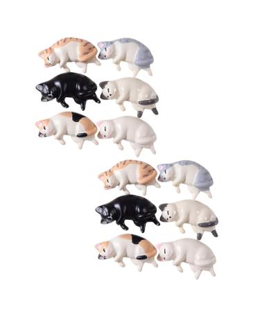 MAGICLULU Storage penholder pencil display stand cat sculpture pen storage rack calligraphy painting rest miniature cat statues coffin brush holder Nail Art Pen Holder resin painted Pen