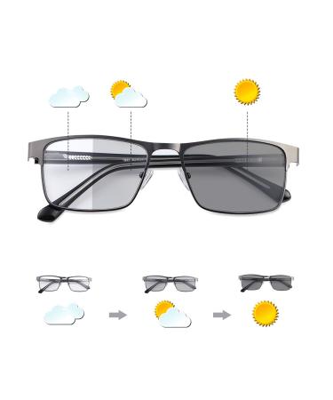 Photochromic Transition Nearsighted Distance Glasses For Men Women Spring Hinge Myopia Glasses Lightweight Negative Power Shortsighted Eyeglasses Black Full Frame Eyewear Anit UV & Glare Sunglasses Black -1.5 x