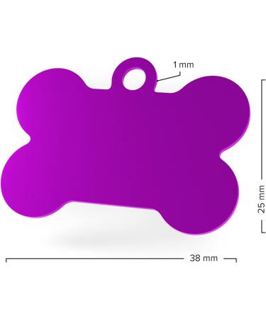 ENGRAVO Large Purple Dog Tag Bone (38mm) with Custom Engraving & 2 Key Rings - International Shipping Available - Buy Online on GoSupps.com