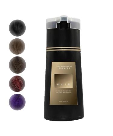 Plant herbs Hair Dye Shampoo,Hair Instant Dye Shampoo,Hair Color Shampoo for Gray Hair,Long Lasting Hair Color Shampoo,Hair Color for Gray Hair Coverage,Quick,Easy,Safe,for Women and Men (Light Brown)