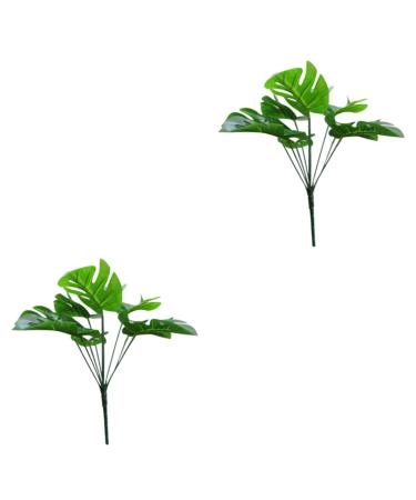 Zerodeko 2pcs 9 Green Office Decor Simulation Monstera Leaves Personalised Gifts Palm Tree Leaves Cafe Decor Leaves Decoration Plant Home Decor Artificial Tropical Leaves Flowerpot Desktop Greenx2pcs mediumx2pcs
