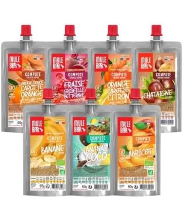 Mulebar - Sport Energy Compote - Orange - Carrot - Lemon - 65g - Vegan - Gluten Free - Made in France - Buy Online on GoSupps.com