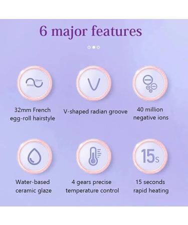 French Wave Curling Iron Rommantic French Egg Roll Curling Iron Egg-Roll Hairstyle Water Ripple V-Shaped 32mm Curling Wand (Purple) - Buy Online on GoSupps.com