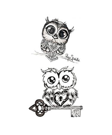 Set of 5 Waterproof Temporary Fake Tattoo Stickers Classic Grey Night Owls Animals Cartoon Design Kids Child