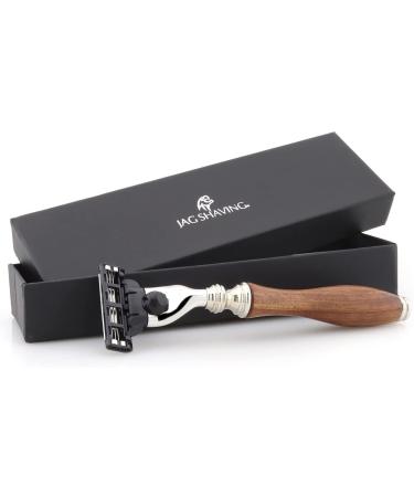 JAG Sustainable Shaving Razor Set | Eco-Friendly Razor with Leather Case & 3 Blades | Perfect Gift for Men & Women - Buy Online on GoSupps.com