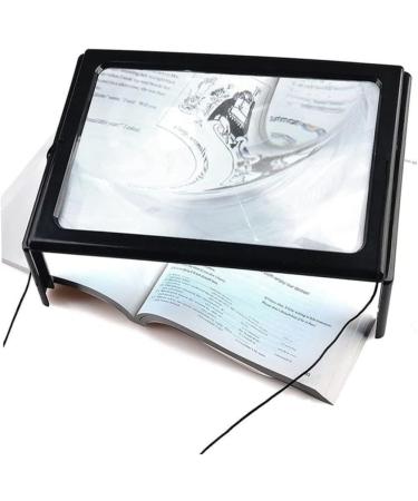 NOPEILVI- A4 Full Page Magnifier Reading Magnifying Glass On Rectangular Stand Hands 3x Magnification With 4 LED Lamp Lens For Reading For The Elderly Seniors And Partially Sighted Persons - Buy Online on GoSupps.com