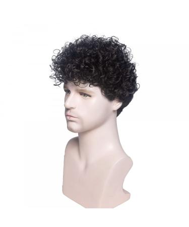 Realistic Black Curly Wig for Men - Fluffy Daily Hairstyle for All Ages - Buy Online on GoSupps.com