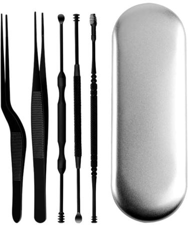 6pcs/set Stainless Steel LED Ear Wax Pickers - Black Earpick Wax Remover Curette Spoon Cleaner Tool - Buy Online on GoSupps.com