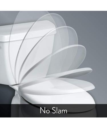 MAYFAIR 1843SLOW 000 Lannon Elongated Toilet Seat with Slow Close and Never Loosen Feature - Durable White Enameled Wood - 1 Pack - Buy Online on GoSupps.com