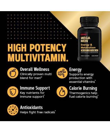 GNC Mega Men Energy & Metabolism Multivitamin | Antioxidants and Increased Calorie Burning | 90 Count - Buy Online on GoSupps.com