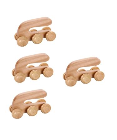 Healeved 4 pieces Roller massage device Anti-rolling roller acupressure roll Massage ball roller Wood roller massage device Leg massage tab Manual massage roller muscle massage roller wooden small