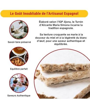Turr n aux Cacahu tes 200 g Maria Simona | Nougat Espagnol Croquant Artisanal | 38% de Cacahu tes Grill es | Sans Gluten Sans Additifs | Douceur Gourmande Offrir - Buy Online on GoSupps.com