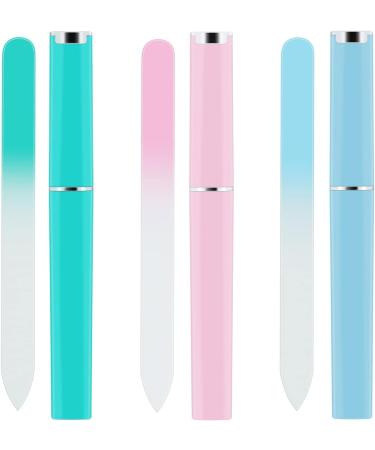 Sibba 3 Pieces Nail File Glass Nail File Premium Glass Nail File with Case Multicolor Crystal Nail File Double-Sided Nail Files for Natural Nails Manicure Tools Style A - Buy Online on GoSupps.com