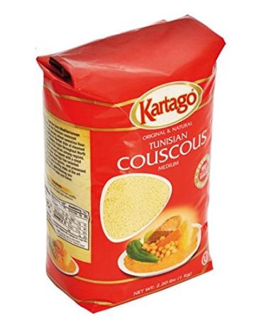 Authentic Tunisian Couscous - Medium Grain Dried Couscous, from Kartago - 1-Kg Bag, Pack of 2