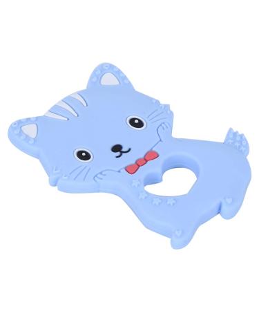 Cartoon Cat Teething Toy - Safe Silicone Teether for Babies, Kids & Children (Blue) - Buy Online on GoSupps.com