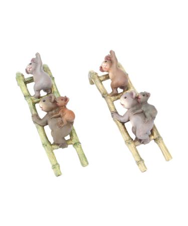 Beaupretty decoration 2 pieces pulling pot decoration mini-resin figures cake decoration rasping decoration outdoor animal statues Tellot-pot hooker Pflance container hanging animals climbing conductor