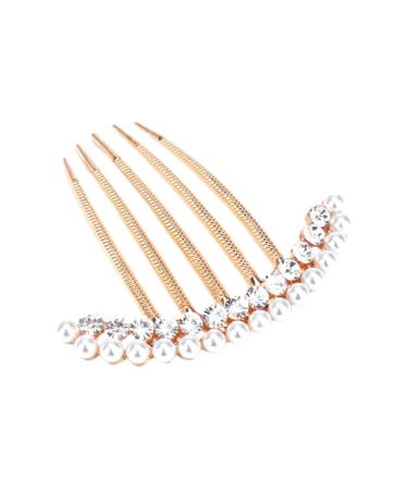 MAGICLULU Hair Insertion Comb Womens Hair Accessories Pearl Side Comb Rhinestone Hair Comb Bling Decor Hairpin Crystal Decor Gold Decor Headgear Bride European and American