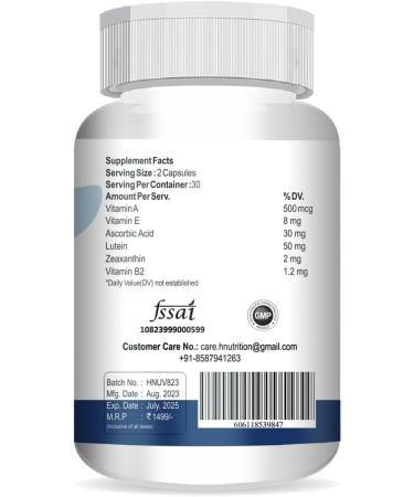 Healthy Upvision Eye Care Supplemnt for Eye Health with Omega-3 Vitamin E VIT A VIT C Lutein Zeaxanthin VIT B2 Vegetarian 60 Capsules-Pack of 1 - Buy Online on GoSupps.com