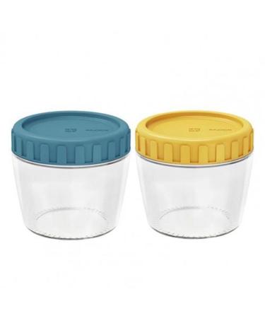 WALFREW Spice Jars Multi-Grain Multi-Grain Container Moisture Sealed Display Case (Blue Yellow)