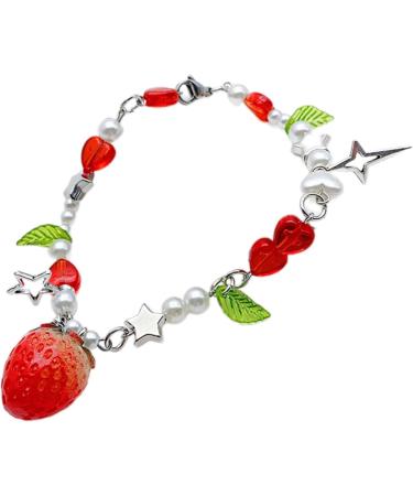 Oralgo's Unique Star & Strawberry Charm Bracelet - Trendy Women's Fashion Accessory Metal Alloy Chain Jewelry - Buy Online on GoSupps.com