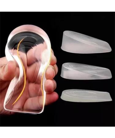 1 Pair Silicone Gel Height Increase Insole Heel Lifting Inserts Half Plain Gel Heel Pads Elastic Cushion Arch Support Insert 2cm Men