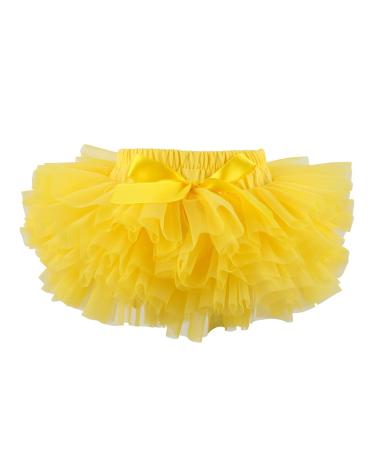 HOOLCHEAN Infant Toddler Baby Girls Super Soft Fluffy Tutu Skirt with Diaper Cover Bloomer 1-2 Years Yellow