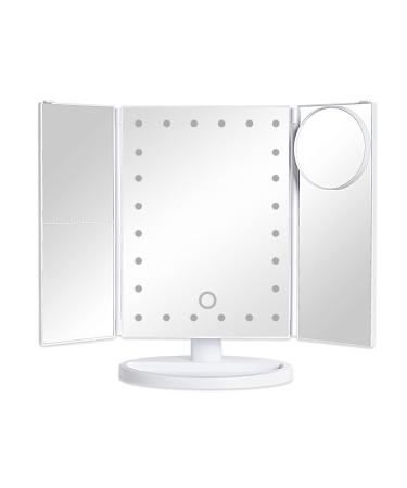 bemelux Tri-fold Vanity Mirror Light with 10x Magnetic Small Lens  1X/2X/3X Magnification  Touch Control  Foldable  Dual Power Supply  Detachable LED Vanity Mirror  Travel Portable  Gift for Women - Buy Online on GoSupps.com