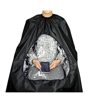Green-Estetica Barber Cape for Hair Cutting | Professional Water & Stain Resistant Salon Cape for Men & Women with See-Through Window & Adjustable Neck Closure (Black)