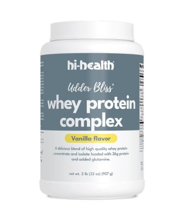 Udder Bliss Whey Protein Complex Powder Blend of Bioavailable Whey Protein Concentrate and Isolate with Added Glutamine Vanilla (2 Pounds)