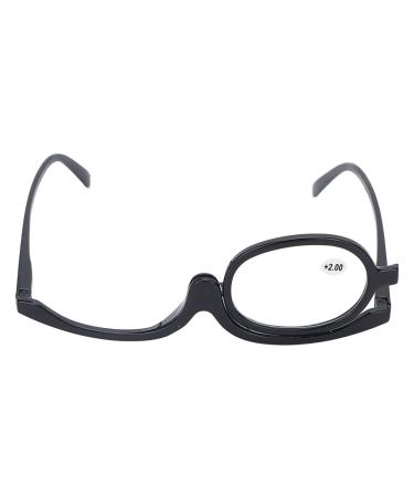 Black Makeup Glasses Eye Flip Down Lens Fashionable One Sided Makeup Glasses for Woman and Man(+2)