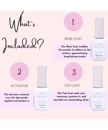 VIRGO & GEM Dipping Powder Liquid Set 3 or 5 Pcs 15ml Base Coat Top Coat Activator & Brush Saver - International Shipping Available - Buy Online on GoSupps.com