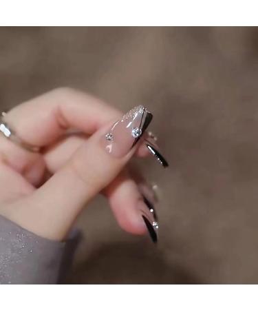 Temperament Enhancement Nail Patch Hand-Made Nail Patch Summer Joker Wearing a Black French Diamond Explosive Flash Temperament Wind Manicure (10 Pieces) (Size : S) Small - Buy Online on GoSupps.com