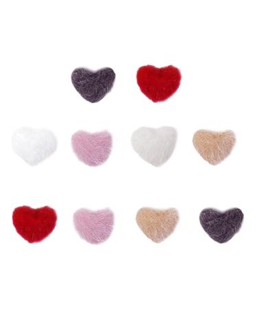 Minkissy Decoraciones Para U as Acrilicas Nail Art Fluffy Pom Balls: 3D Magnetic Nail Art Balls Heart Shaped Detachable Nail Art Fluffy Pom Poms Plush Balls for Nail Decor 5 Bags Heart Decor
