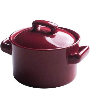 Snack Dip Bowls Dishware Ceramic Baking Bowl Red with Lid Flat Dessert Bowl Family Small Baking Bowl Baking Ear Bowl Compatible with Kitchen Restaurant Gifts