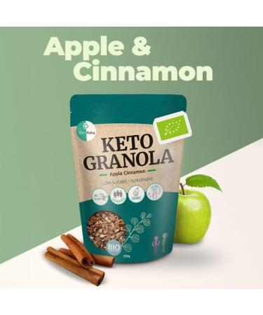 GoKeto BIO Keto Granola Apple Cinnamon 290g Low Carb Keto Muesli for a delicious keto breakfast with coconut chips nuts fruits sunflower seeds & pumpkin seeds vegan glutenfree - Buy Online on GoSupps.com