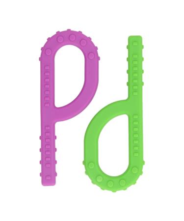Silicone P Shape Teething Stick 2-Pack - Sensory Chewing Toy for Babies - Bright Color Soft Toy for Home and Travel (Type B) - Buy Online on GoSupps.com