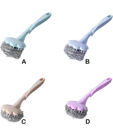 kesurpae ABS Steel Wire Cleaning Brush Portable Long Handle Washable Reusable Household Kitchen Cooking Bench Plate Brushes Purple - Buy Online on GoSupps.com