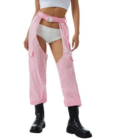 Women's High Rise Reflective Cargo Sweatpants in Pink - Size Medium - Buy Online on GoSupps.com