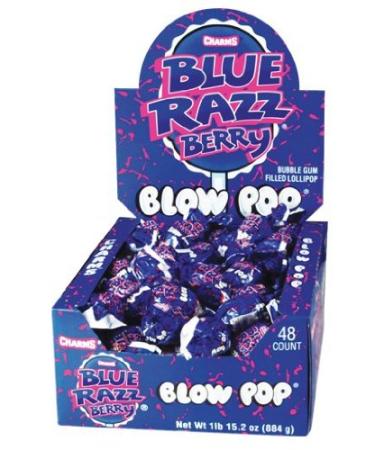 Charms Blow Pops Blue Razz Berry Flavor, 48 Count (Pack of 1)