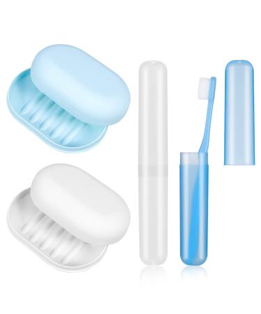 Redzep travel soap set toothbrushes etui 4 pcs travel soap shells toothbrushes with lid toothbrush cup case travel soap box toothbrush cover for home travel camping