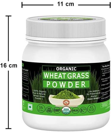 Drect Holy Natural Organic Wheat Grass Powder - 454 GM USDA Certified I 100% Pure&Natural I Nutritional Content of Favorite Green Smoothies I High in chlorophyll - Buy Online on GoSupps.com