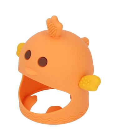 Silicone Baby At Ring Pacifier | Soothing 2-Stem Training Toy for Day & Night - Orange - Buy Online on GoSupps.com