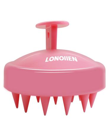 LONOIIEN Scalp Massager- Soft Silicone Curly Hair Massager  Soothing Dry Dandruff Brush for Shower  Lightweight and Portable Scalp Scrubber  Suitable for Girls  Teens  Kids  Men(Pink)
