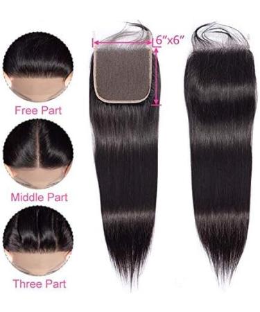 6x6 Hd Lace Closure 12 Inch Straight Human Hair Lace Frontal Deep Part Transparent Swiss With Baby Hair Pre Plucked 150% Density Unprocessed Virgin Human Hair For Women - Buy Online on GoSupps.com