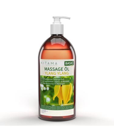 Kitama massage oil aroma ylang ylang cananga - body oil for massages - care oil - aroma oil - nourishing relaxation oil - Thai - 1000ml (1 -liter) ylang ylang 1 l (1 Pack)