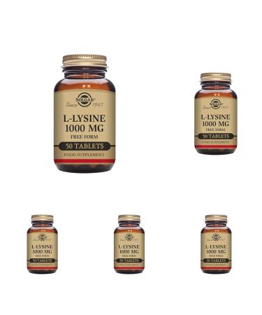 Solgar L-Lysine 1000 mg Tablets - Pack of 250 - Support for an Active Lifestyle - Vegan and Gluten Free Natural 50 count (Pack of 5)