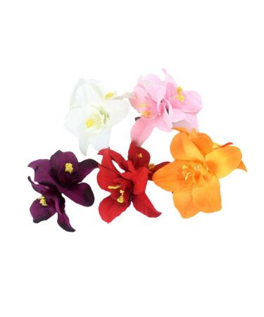 Artificial hair clip Hawaii hibiscus plumeria hairpin orchid bobby pins headgear for woman girls lady children 5 pieces (random color)