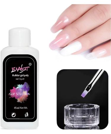 45ml Poly Nail Extension Gel Nail Slip Solution Set Liquid Polish Slip Solution False Nail Tips Dual-ended Brush Liquid Dappen Dish Bowl Nail Dappen Dish with Lid - Buy Online on GoSupps.com