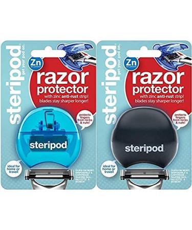 Steripod Safety Razor Holder - Anti-Rust Blade Protector for Men and Women (2 Pack Blue/Black) - Buy Online on GoSupps.com