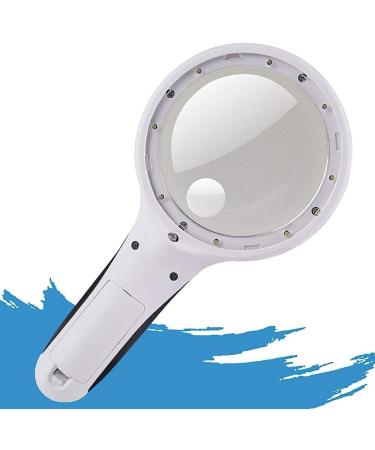 8 Led Illuminated Magnifier with 20X 30X Magnification Lightweight Handheld Magnifying Glass for Reading Hobbies with a Lens Cloth and Bag Magnifier/White Comfortable Anniversary - Buy Online on GoSupps.com
